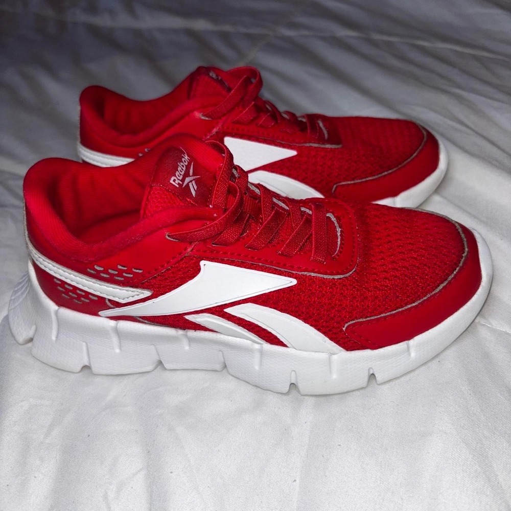Red Reebok Zig Dynamica 2.0 toddler boy slip on sneakers